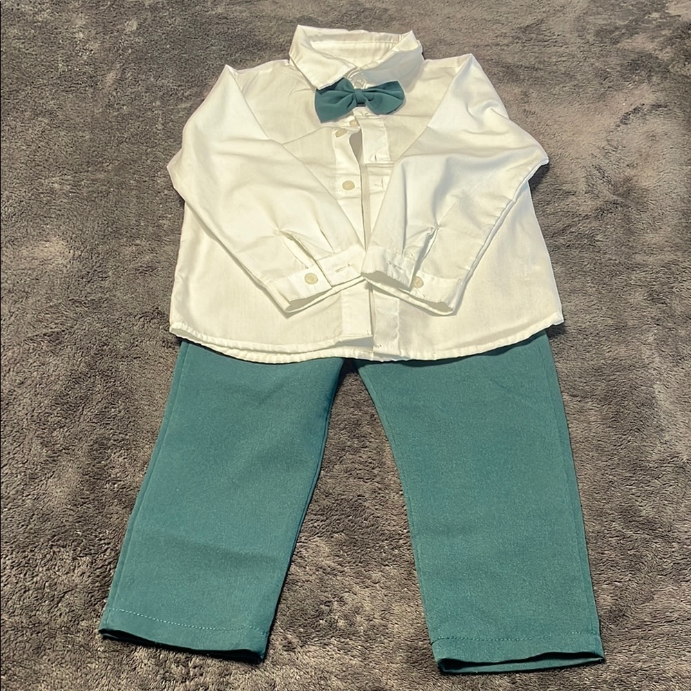 Kids White and Green Matching Set